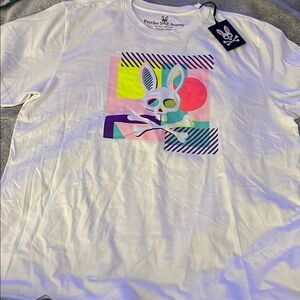 Psycho Bunny White Graphic T-Shirt Neon Logo - Large (6)